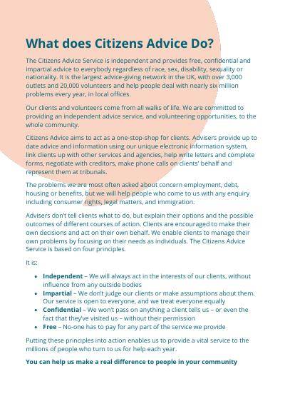 About Citizens Advice: Service Overview and Volunteering Opportunities