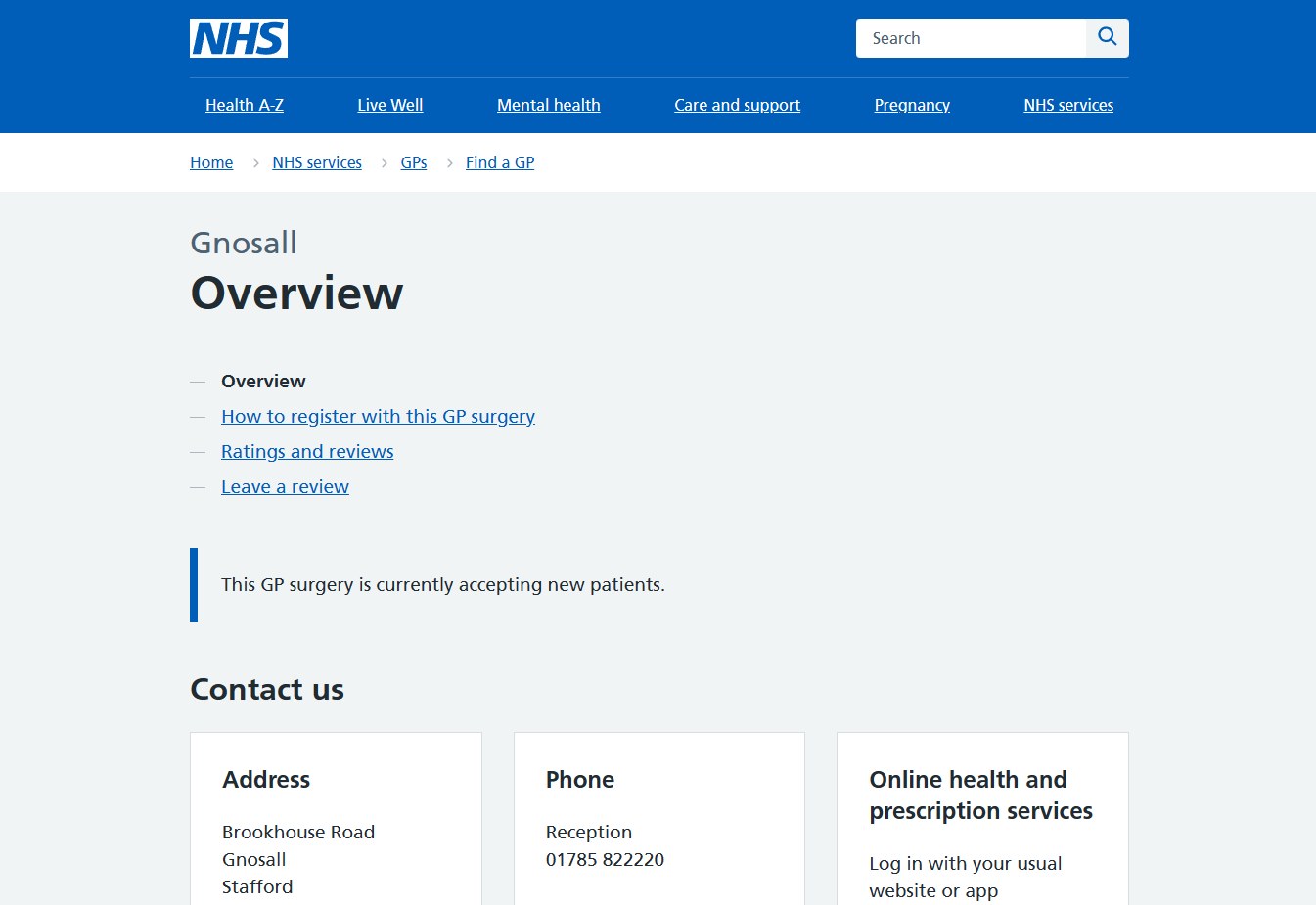 Gnosall Overview - NHS