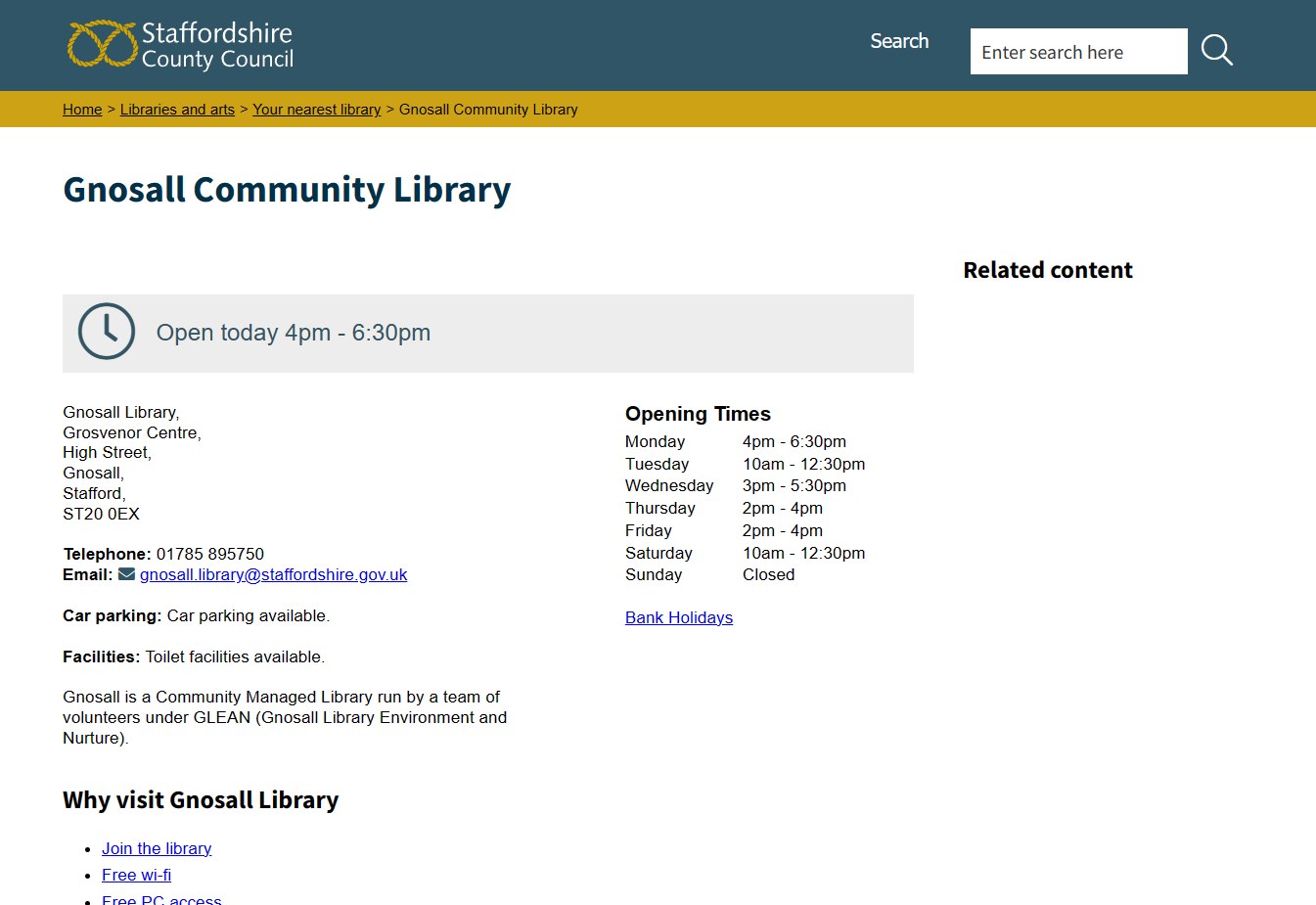 Gnosall Community Library (SBC)